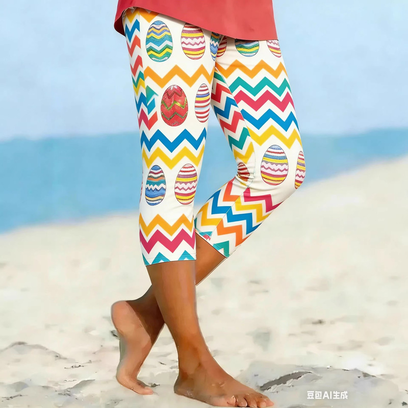 Amazon Independent Site New Floral Element 3D Digital Print Casual Trendy Yoga Shorts Women's Leggings