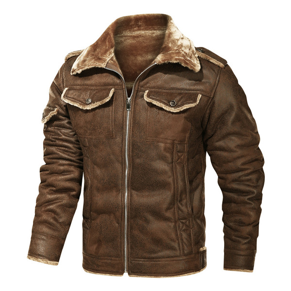 Demi-season combined fleece men's jacket with zipper