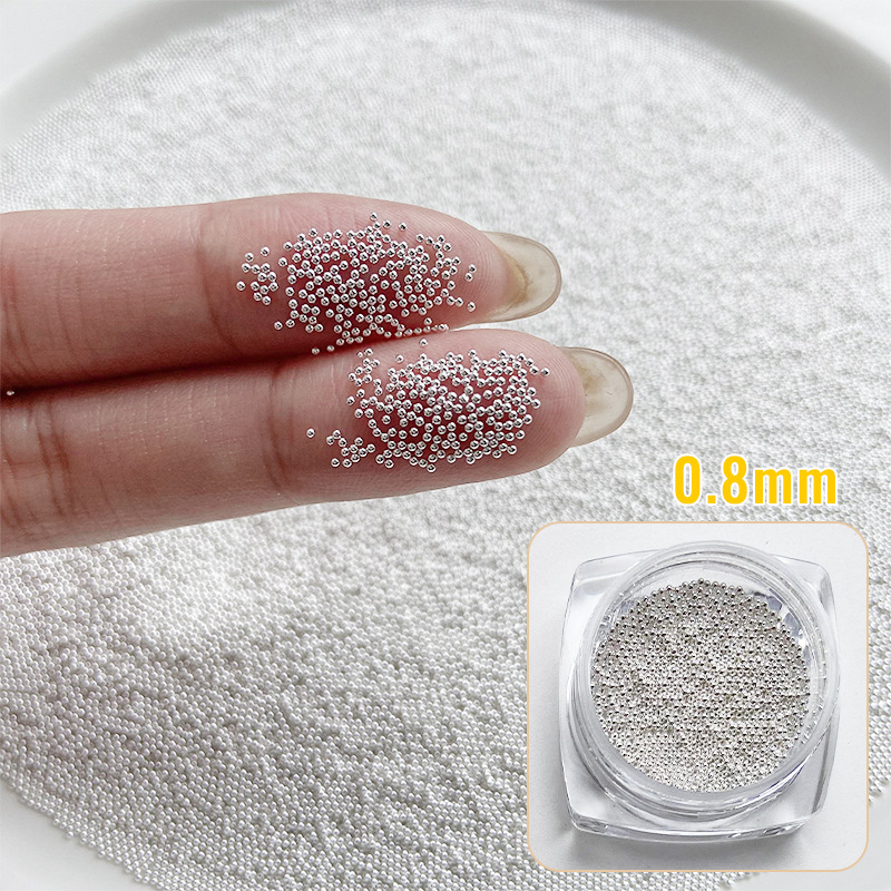 0,4mm Mini pequeños granos de acero accesorios de uñas tamaño pequeño cuentas redondas de metal DIY decoraciones de uñas Accesorios