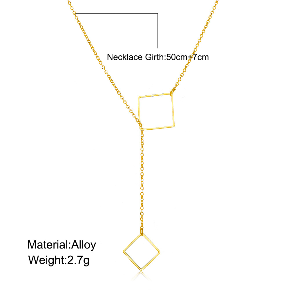 5495 عارضة جديدة عبر الحدود ، سبائك بسيطة ، قلادة مشبك الماس ، عصرية ، سلسلة قلادة مربعة متعددة الاستخدامات display picture 1