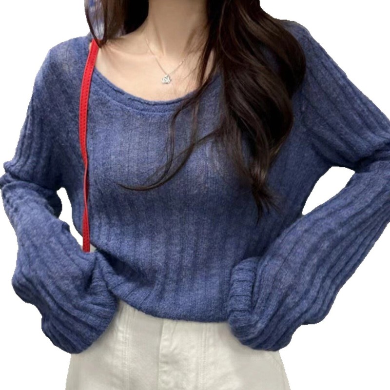 高级感甜辣新款修身显瘦慵懒风短款打底上衣女潮ins风针织毛织衫|undefined