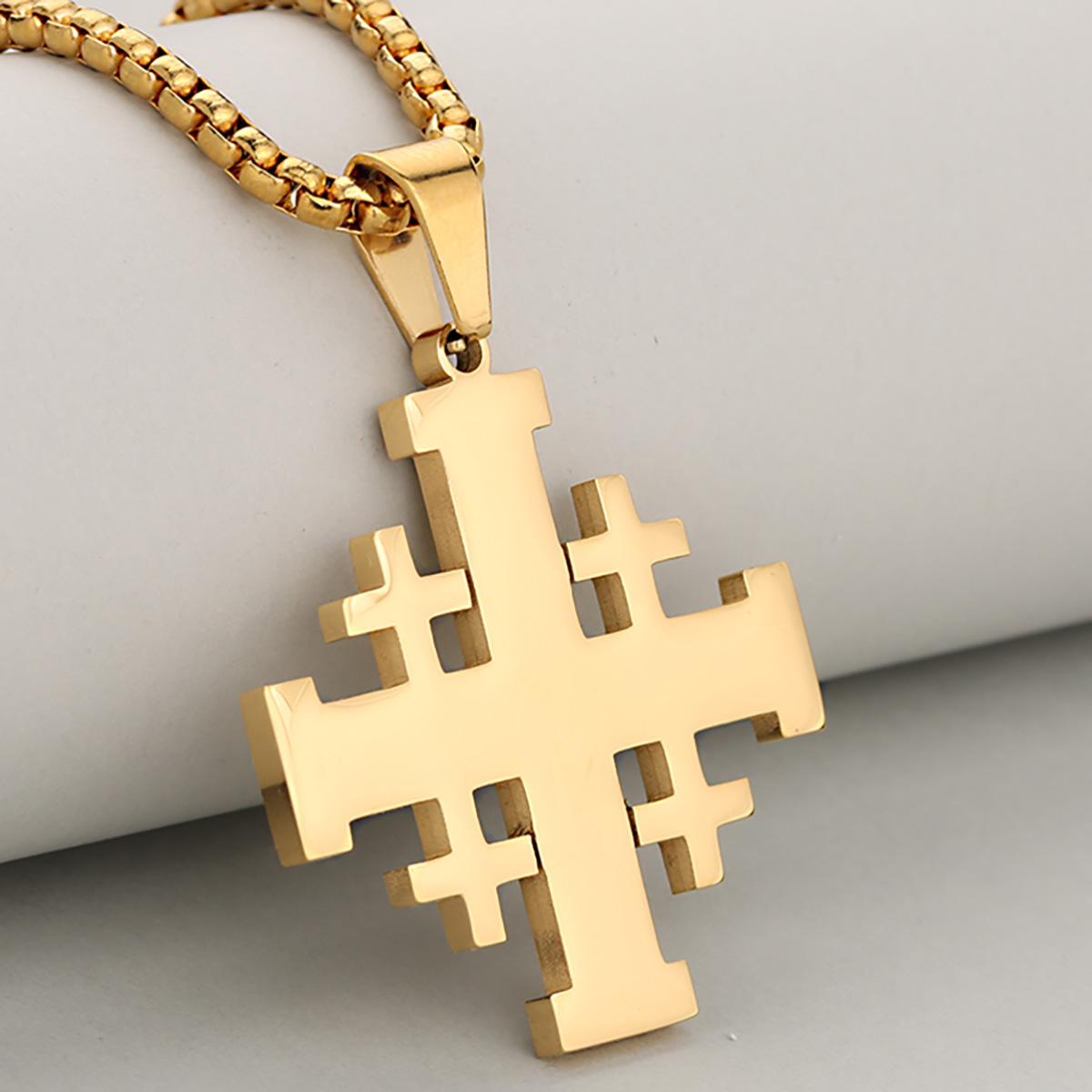 Cross-Border European and American Men's New Style Ins Hip-Hop Personalized Stainless Steel Smooth Cross Pendant Religious Jewelry