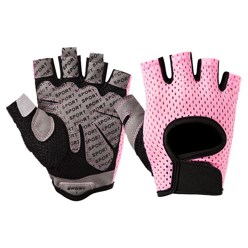 Deportes al aire libre guantes de fitness hombres y mujeres de levantamiento de pesas transpirable antideslizante de silicona medio dedo guantes de montar en bicicleta al por mayor
