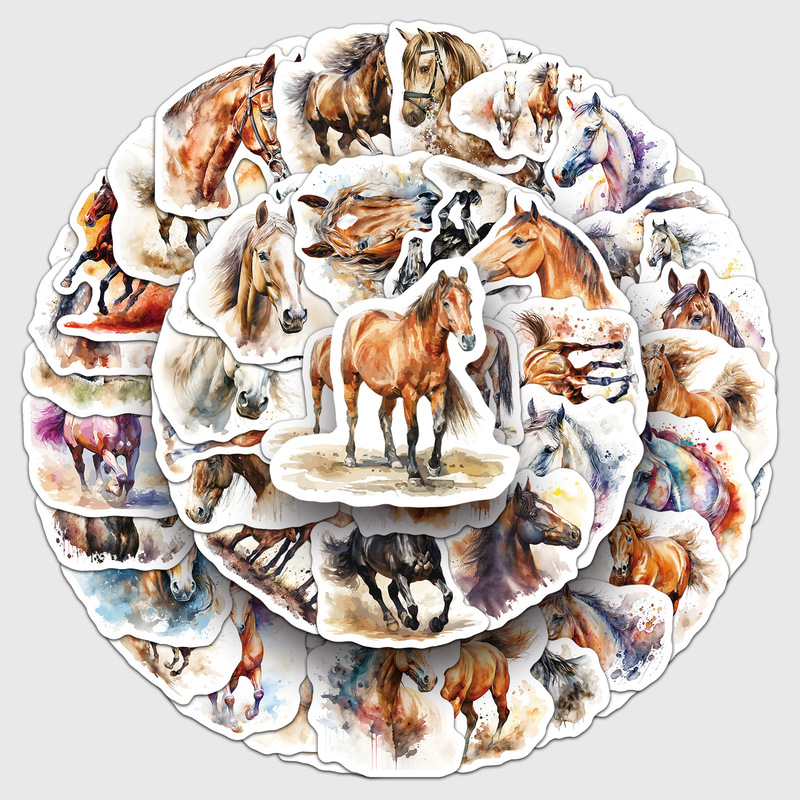 50 Ink Style Horse Graffiti Stickers, Personalized Retro Chinese Style Animal Creative Decoration Mobile Phone Case Luggage Stickers 50 Ink Style Horse Graffiti Stickers, Personalized Retro Chinese Style Animal Creative Decoration Mobile Phone Case Luggage Stickers
