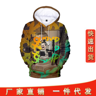 Toilet men's War monitor sweater pullover hoodie fleece-lined autumn and winter top 3D digital printing couple clothes