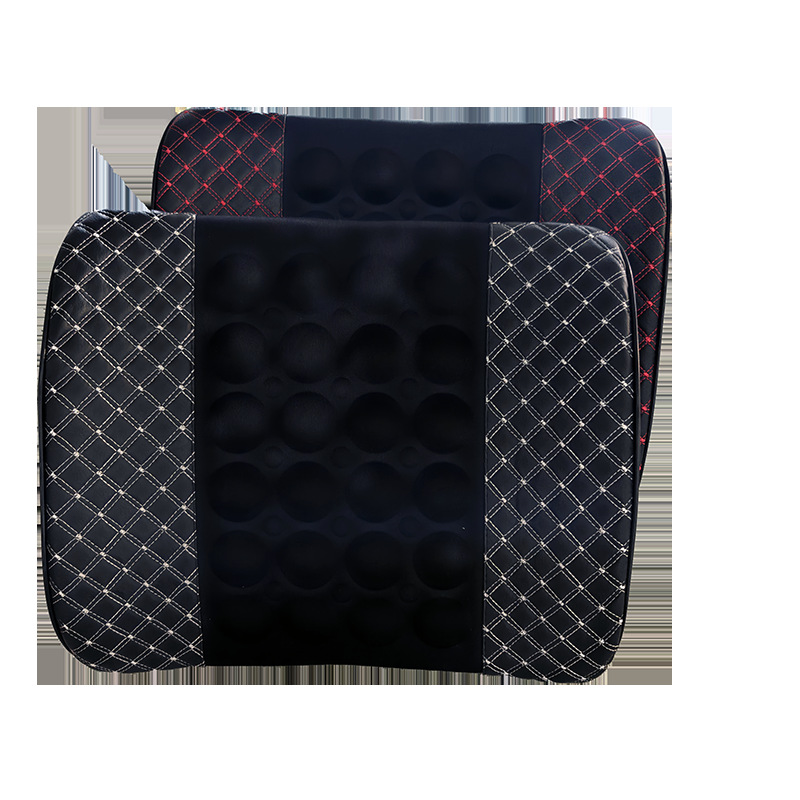 Car Memory Foam Electric Lumbar Support, Dual-Use for Home and Car, Vibrating Massage Backrest, Microfiber Leather Waist Cushion Backrest Pad