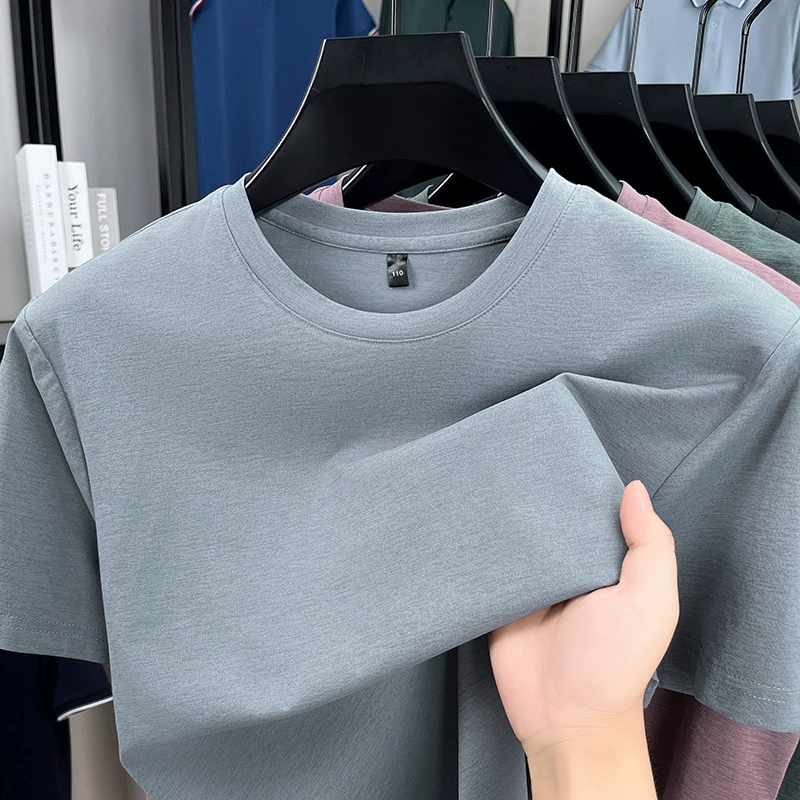 Летняя новинка 2025 года: мужская футболка с коротким рукавом, антибактериальная, дышащая, 7A, многоцветная, 200 г, бамбуковый хлопок, круглый вырез, повседневная футболка