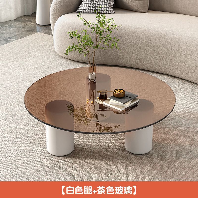 Residencia moderna y simple sala de estar doméstica lujosa ligera redonda de vidrio de roca italiana pequeña casa mesa de té de varios grupos