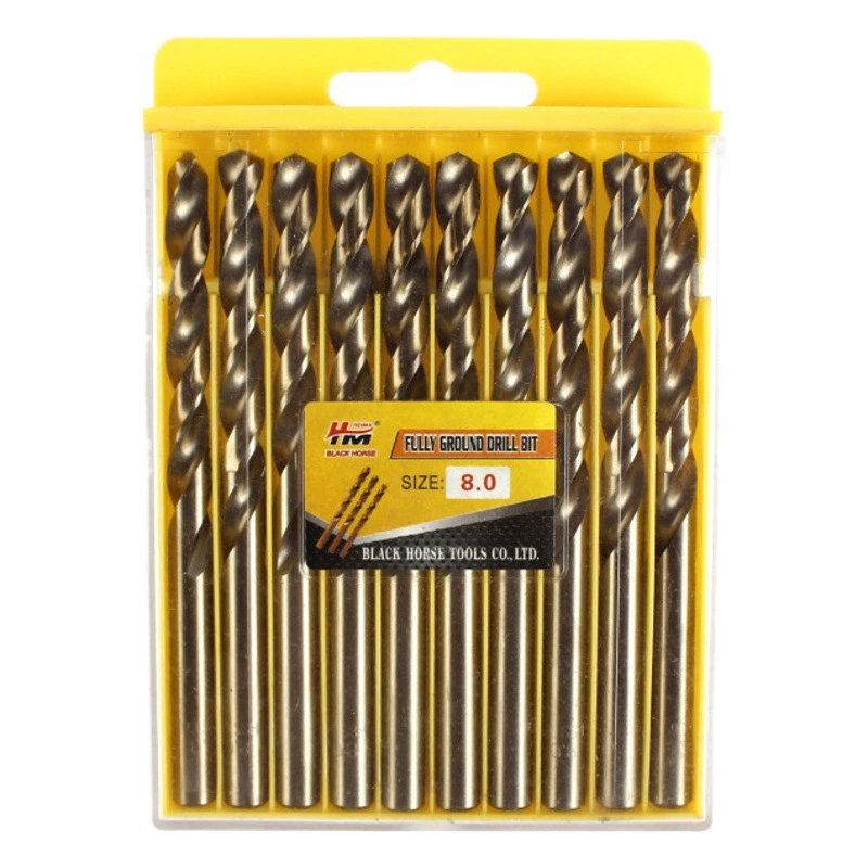 Сверло спиральное с прямым хвостовиком, заводское, из быстрорежущей стали, полностью шлифованное, с содержанием кобальта, для сверления нержавеющей стали, уголкового металла и других металлов.