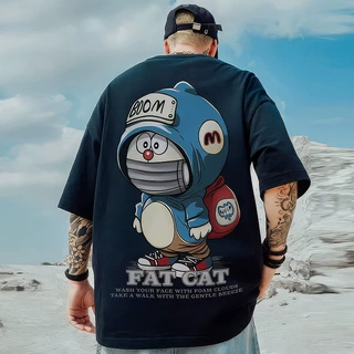 厂家批发纯棉青少年夏季新款短袖卡通印花潮流宽松简约百搭五分袖
