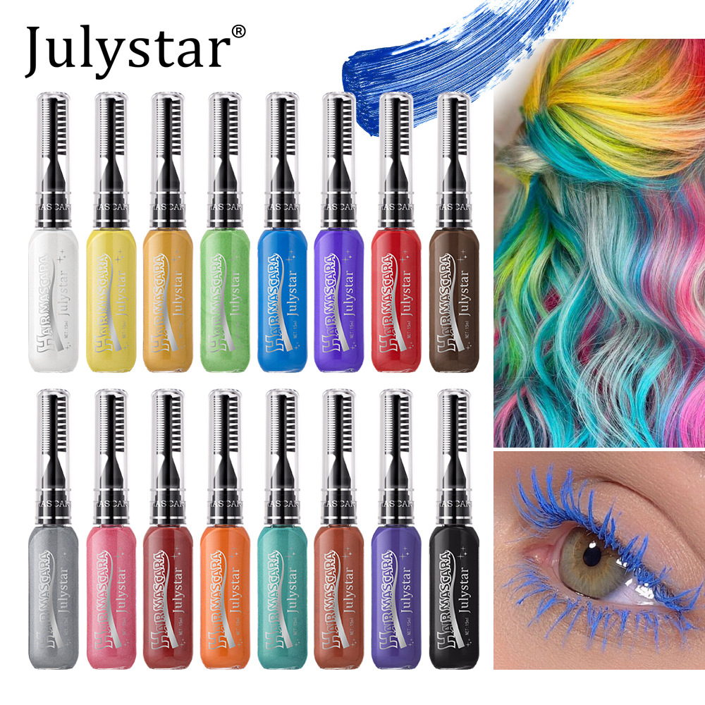 Cross-Border Makeup Stage Makeup Easy to Color and Not Take Off Multi-Color Mascara Wholesale Party Long-Lasting Mascara with Brush