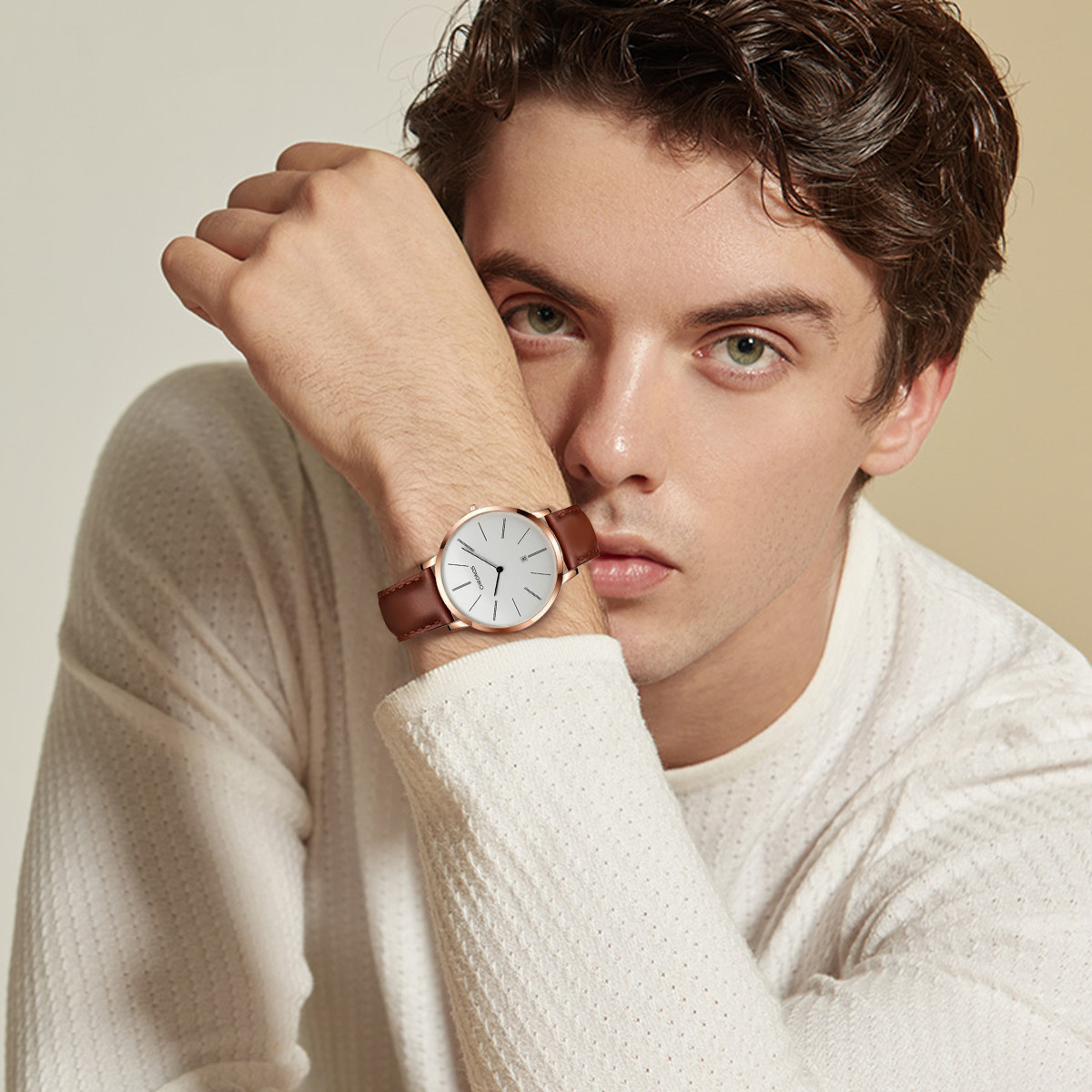Novo relógio de moda masculino com pulseira de aço de precisão, relógio de quartzo simples OEM, lote pequeno_voghion.com
