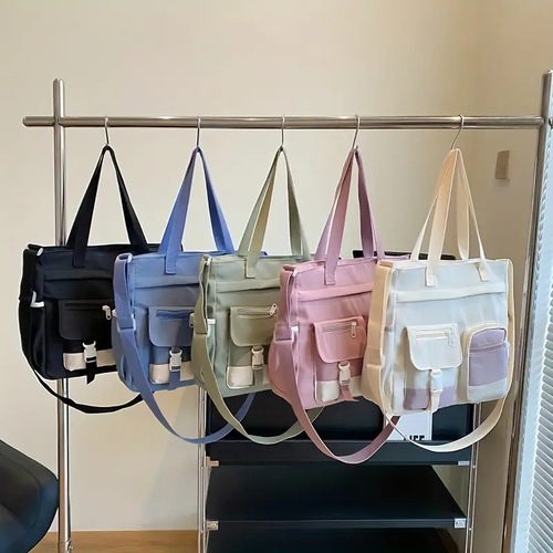 Korean Version Ulzzang Academic Style Vintage Feel Forest System Literary Versatile Girl Student Color Block Large Capacity Shoulder Bag