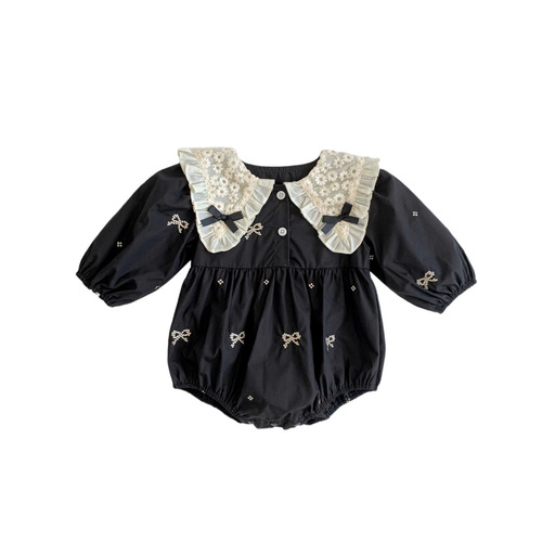 INS Fall Outfit Sister Skirt Baby Doll Collar Lace Embroidered Girls' Long Sleeve Climbing Suit Stylish Children's Dress Outing Dress