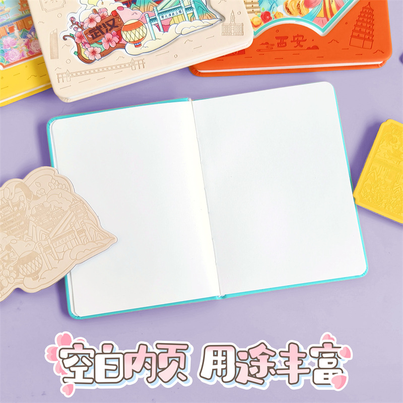 Viaje Chongqing Fuzhou sello de la ciudad cuaderno de mano cuaderno escénico tarjeta de conmemoración creativa pegatina de refrigerador
