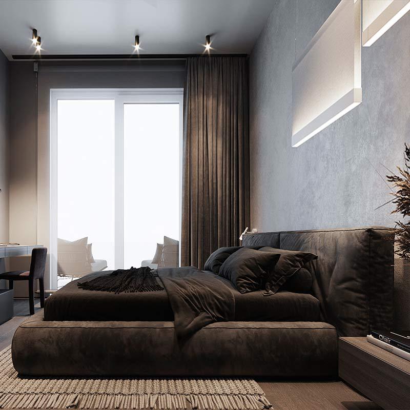 Italian Minimalist Fabric Bed, Modern Simple Double Bed, Floor Bed, Master Bedroom Villa King Bed, Tatami Bed