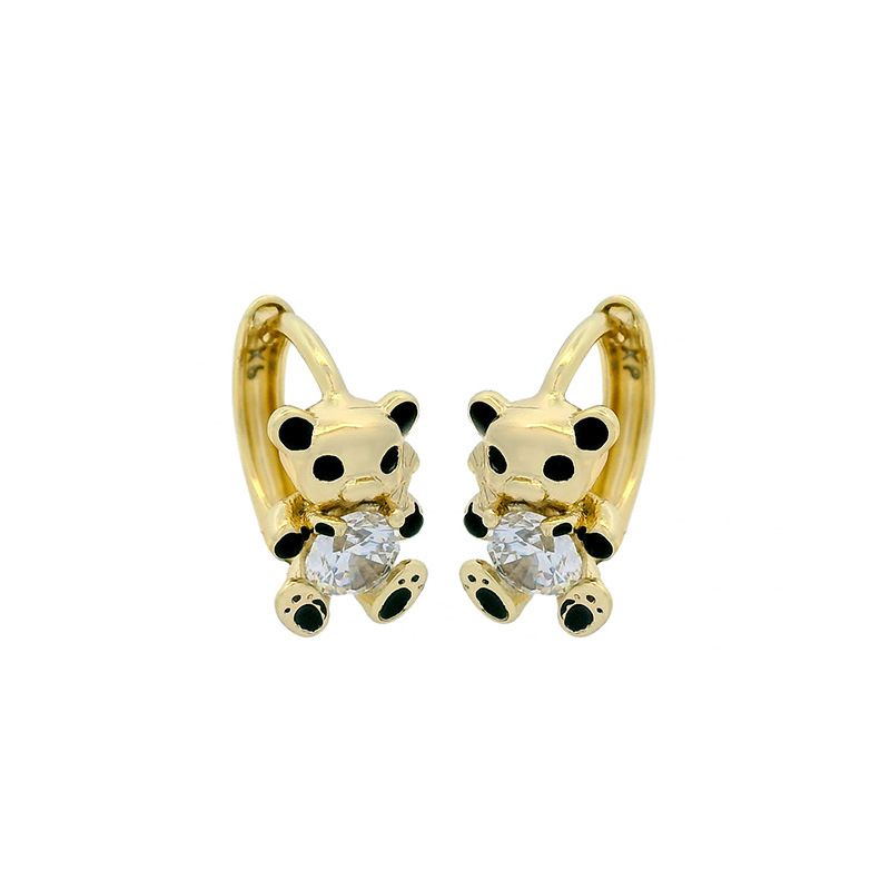 Pendientes de Aro con Diseño Europeo y Americano de Xuping, Chapados en Oro de 14k, con Forma de Oso, Modernos, con Personalidad y Temperamento para Mujer