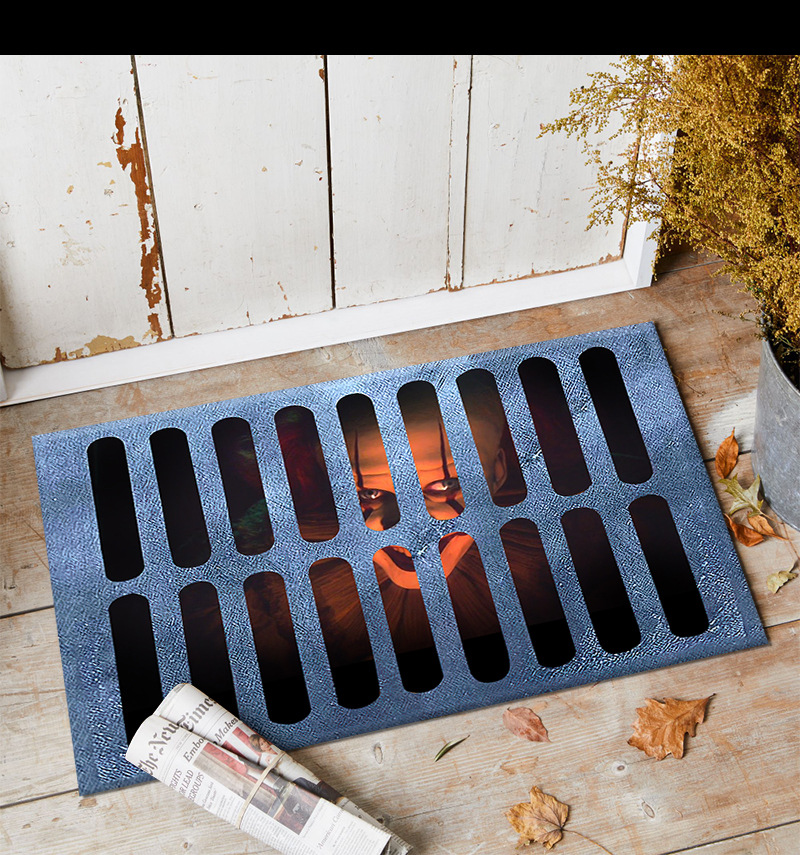 Fábrica transfronteriza alcantarilla cubierta de alcantarilla alfombra de payaso estera de la puerta de Halloween cráneo diseño fantasma cara estera del pie estera del baño