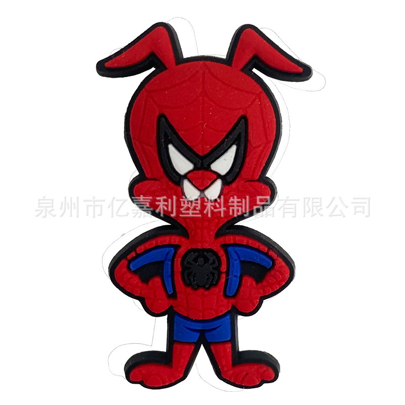 Superhéroe Spider-Man serie Anime agujero zapatos accesorios de jardín zapato flor accesorios de DIY Flor de zapato extraíble