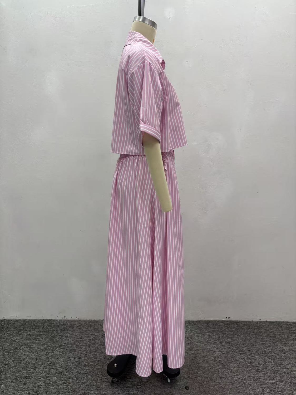 Women's Clothing Women's Style Striped Cardigan Shirt High Waist Slim Fit Tie Up Skirt Two Piece Set Fashion_ecoleips.com