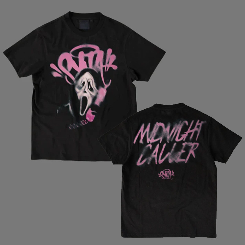 synaworld Cross Border New T-shirt SYNA World Scream Black T-Shirt-XXL Halloween Print Top