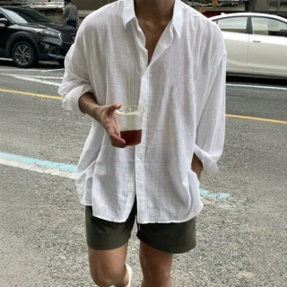 跨境纯棉宽松衬衫男外贸宽松衬衣休闲百搭长袖上衣源头工厂批发
