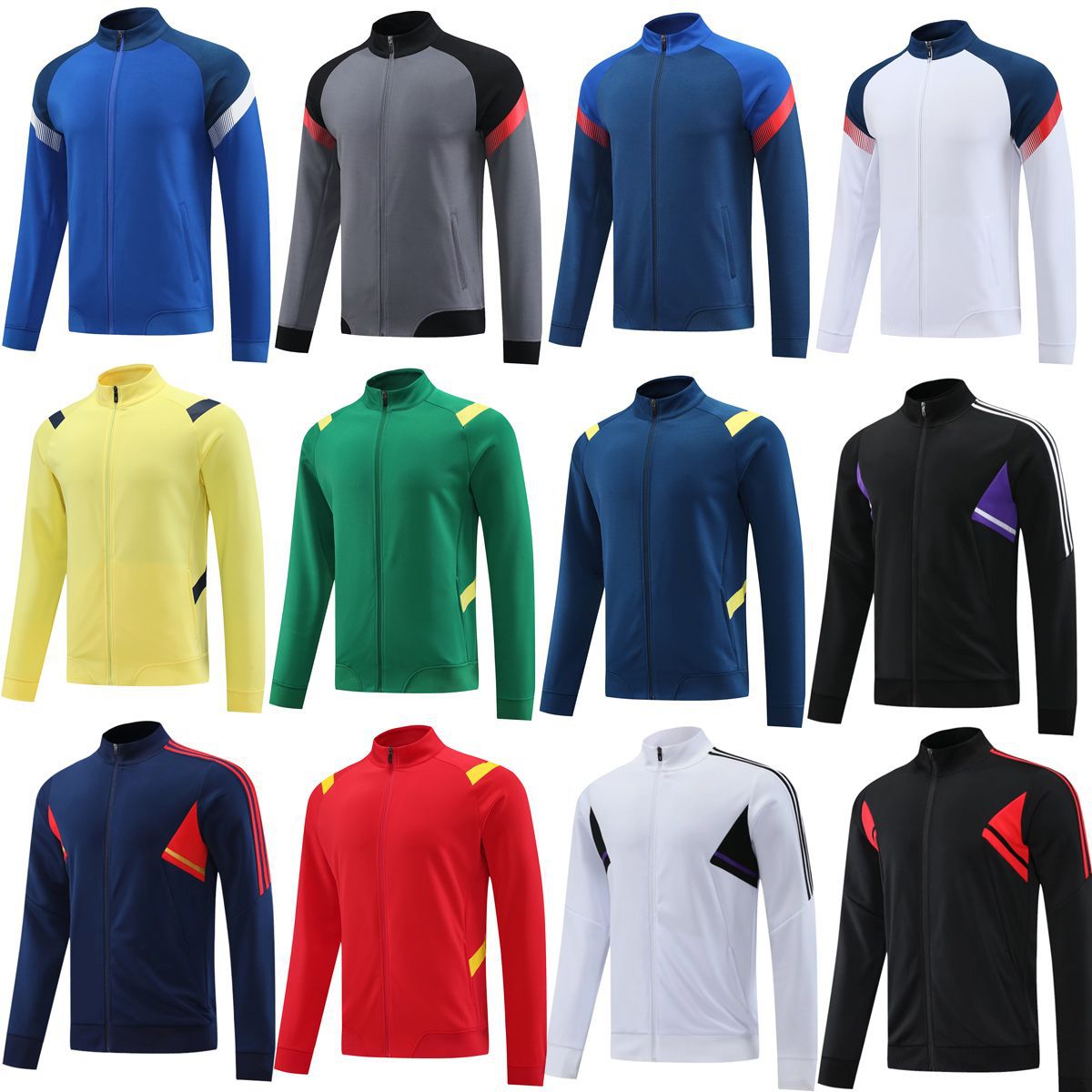 Cross-border foreign trade wholesale new long sleeve long pull football jacket jacket coat autumn and winter sportswear jacket factory direct sales