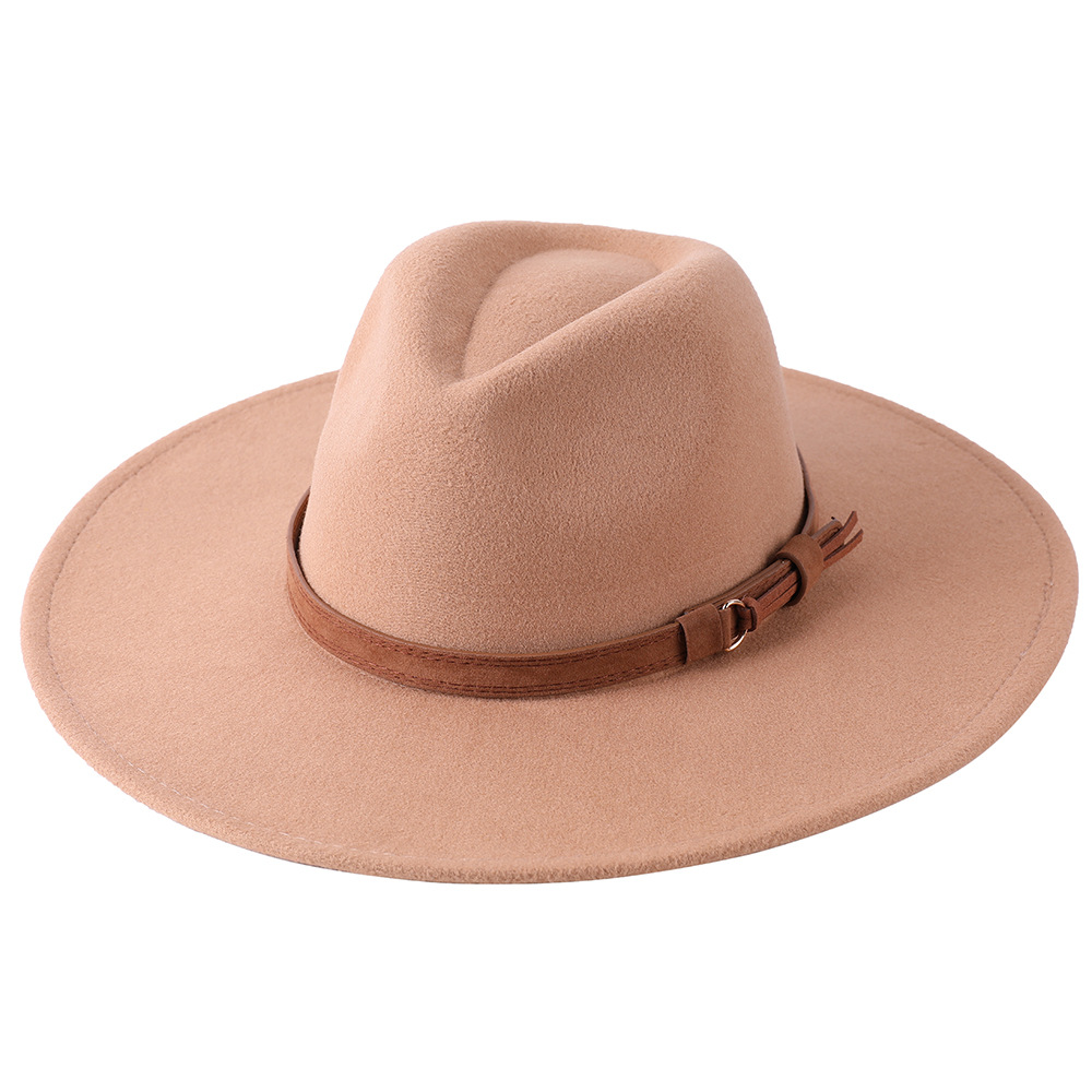 Sombrero de fieltro de ala ancha europeo-americano, sombrero de copa de lana con ala de 9 cm, sombrero de jazz unisex de otoño/invierno.