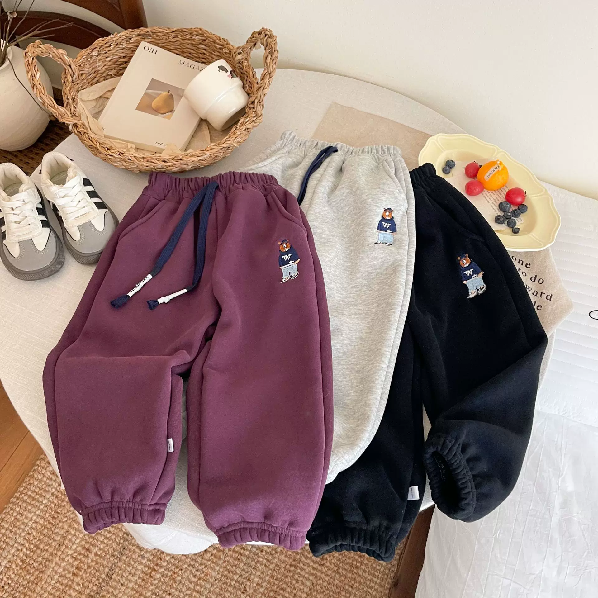 儿童加绒裤子冬季新款棉裤男女宝宝保暖裤中小童加绒加厚休闲卫裤