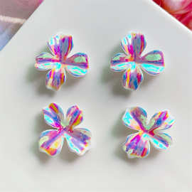 棠浔 AB炫彩树脂花瓣饰品配件 ins少女花朵耳环耳钉发夹材料DIY