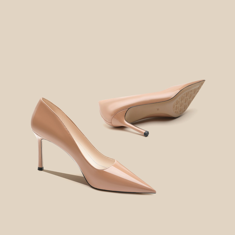 High Heels Women's Stiletto Heel 2025 Spring Black Professional Pointed Design Niche Elegant Socialite Nude Shoes Women