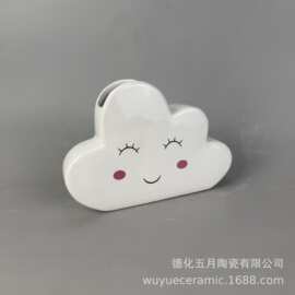 出口陶瓷空调壁插贴花云朵白色空调插陶瓷空调加湿器家居工艺品