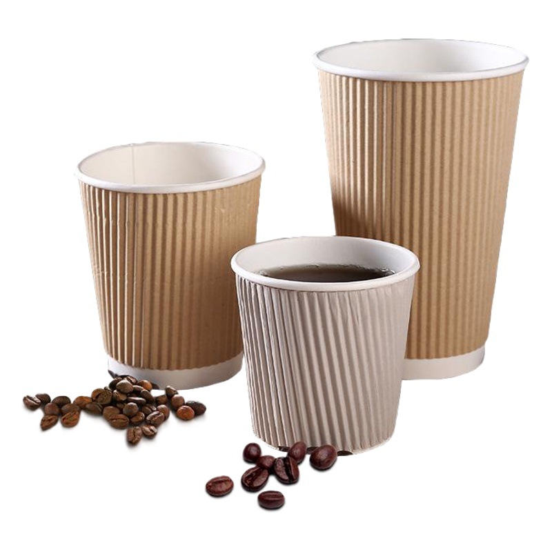 Vasos de papel desechables para café, vasos de papel corrugado de doble capa para té con leche, vasos de papel para bebidas calientes para llevar de alta gama, personalizados