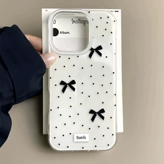 黑波蝴蝶结适用iphone17promax手机壳苹果16plus创意15/14/13/12