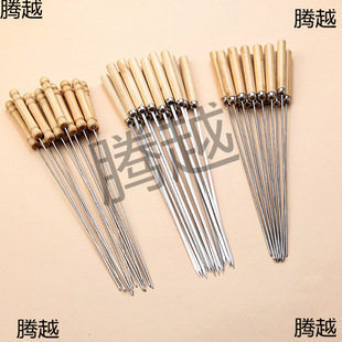 Stainless Steel Barbecue Skewers with Wooden Handles, Lamb Skewers, 304 Food Grade Household Commercial Barbecue Needles, Barbecue Skewers, Iron Skewers