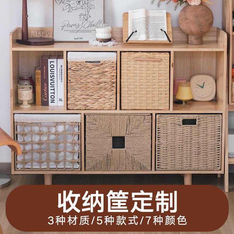 Cesta de almacenamiento de gabinete a cuadros de ratán de Amazon Cesta de almacenamiento plegable caja de almacenamiento extraíble Cesta de almacenamiento de ropa de dormitorio Almacenamiento de cajón