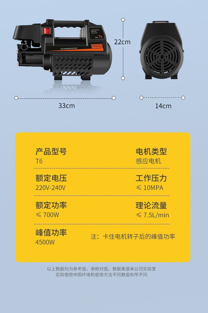 Tunide High-Pressure Car Washing Machine 220V Household Cleaning Machine Fully Automatic Car Washing Machine Car Washing Pump High-Power Car Brushing Machine