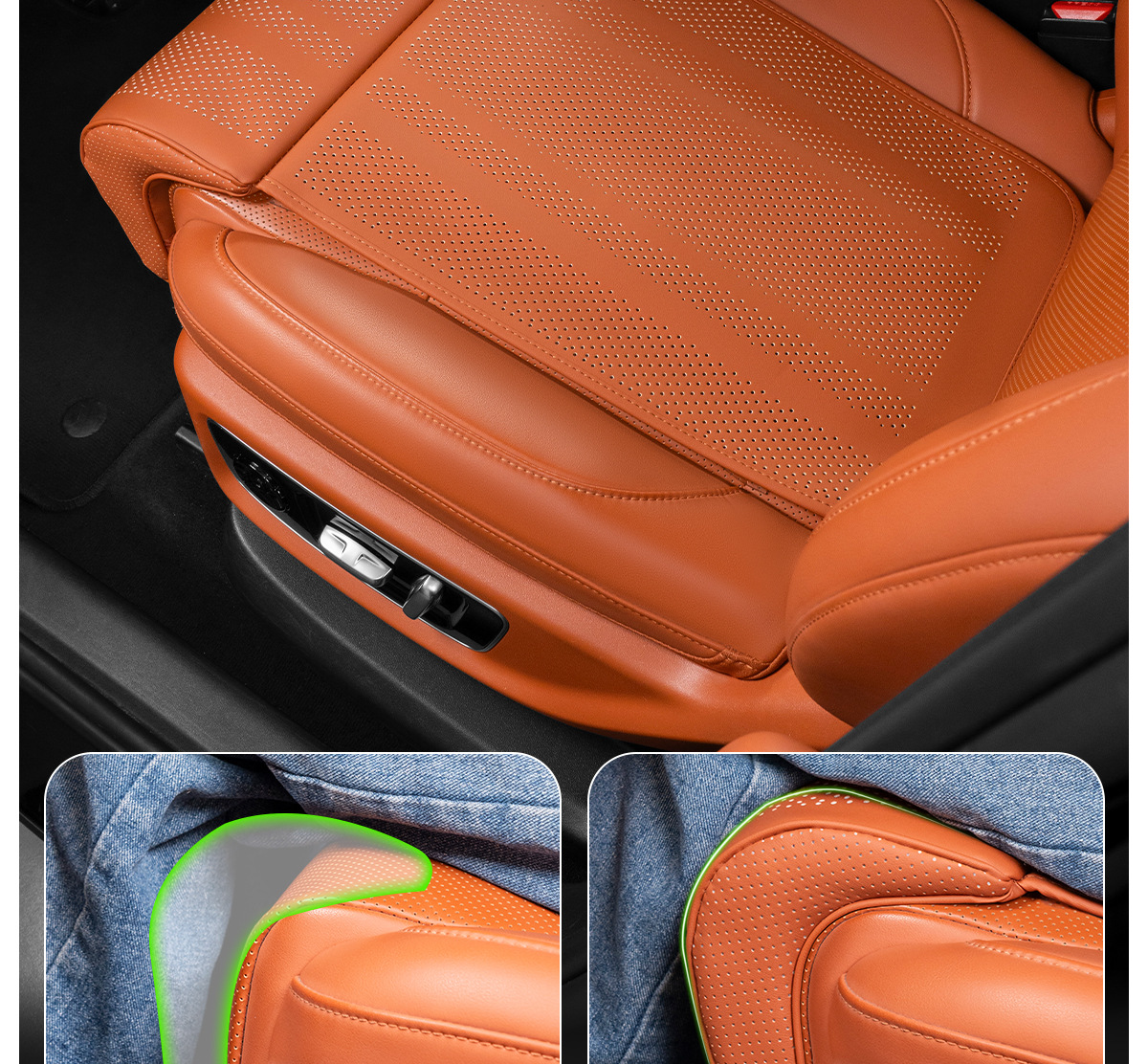 25 New Models of All-Season Seat Cushions with Integrated Seat Extension Support, Comfortable and Breathable, Extended Car Leg Rest Seat Cushion