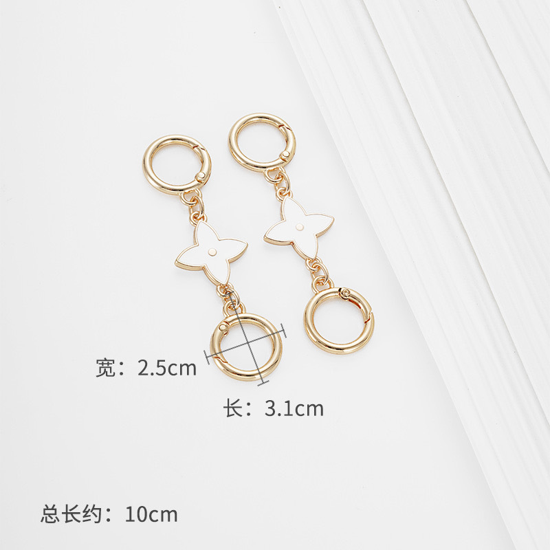 Round button white four-leaf clover set of two