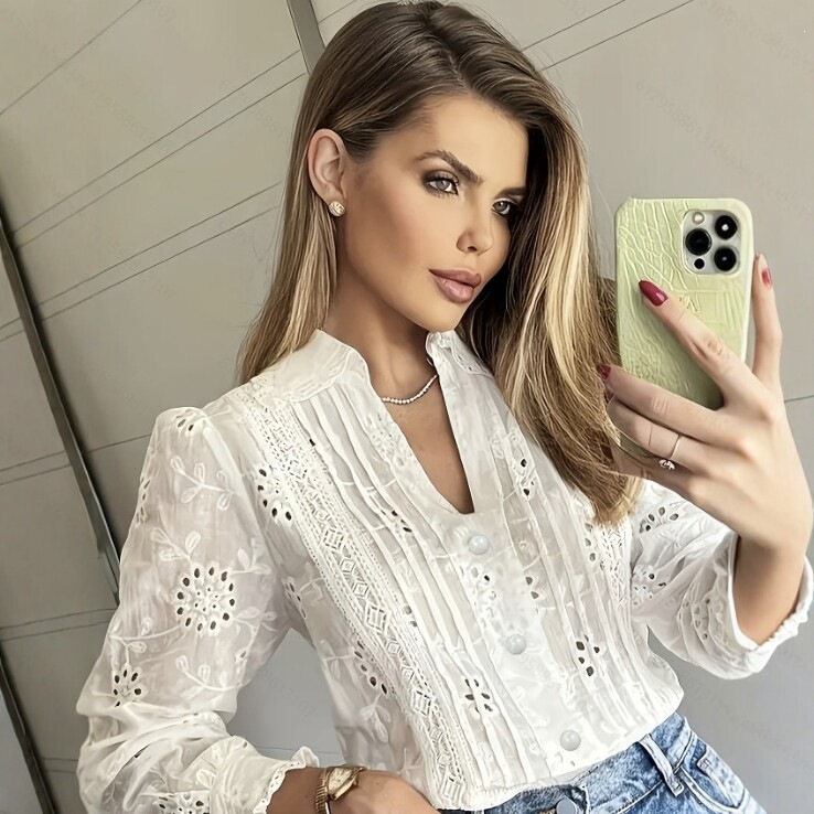 White lace design fashionable shirt