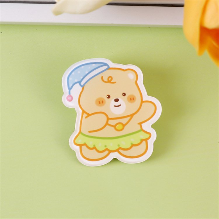 クリームイエローベアアクリルブローチかわいい漫画バッジペンダントスクールバッグペンダント装飾小物アクセサリーカスタマイズ|undefined