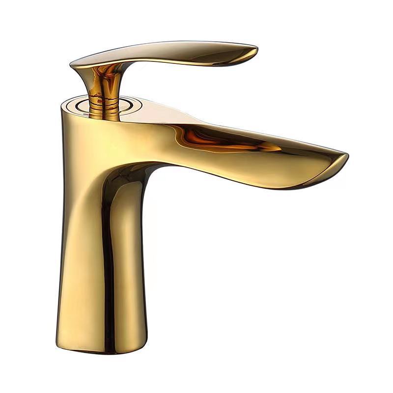 Alto estándar incorporado solo agujero grifo negro lavabo grifo oro pato lengua plana lavabo bajo encimera cuenca grifo