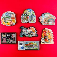 【佛山シリーズ】立体磁気木製冷蔵庫マグネット都市人気観光スポット文化創造お土産送料無料
