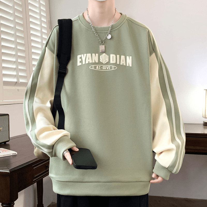 Spring sweatshirt, universal demi-season black long-sleeve, trend of season, loose fit