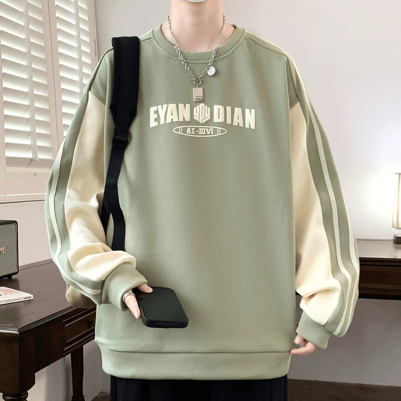 Spring sweatshirt, universal demi-season black long-sleeve, trend of season, loose fit