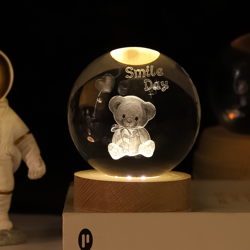 Lámpara Nocturna de Bola de Cristal 3D de Cristal Blanco, Grabado 3D e Iluminación LED, para Decoración y Regalo de Cumpleaños image 29