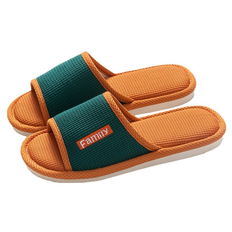 Zapatillas de lino de las mujeres de cuatro estaciones casa interior casa mudo pareja piso inferior suave antideslizante de lino de algodón sandalias de los hombres