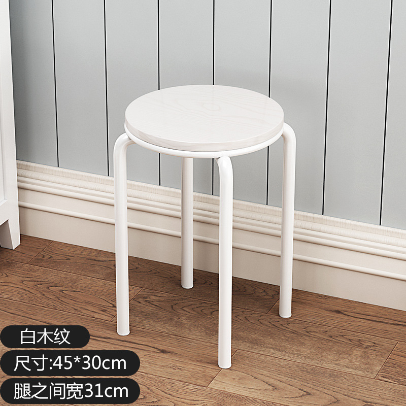 화이트 우드 그레인 스툴 (싱글 스툴)-4 개의 시작 샷