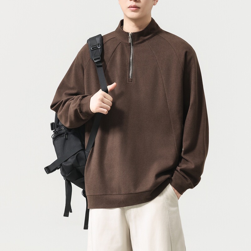 Big brand men's stand-up collar sweatshirt 2026 new loose simple versatile middle-aged and young men's fashion commuter top Big brand men's stand-up collar sweatshirt 2026 new loose simple versatile middle-aged and young men's fashion commuter top