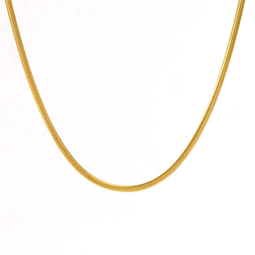 Cross-border European and American stainless steel non-fading necklace, gold-plated, lightweight luxury push-lock chain, clip-bead chain, plain chain, finished product wholesale